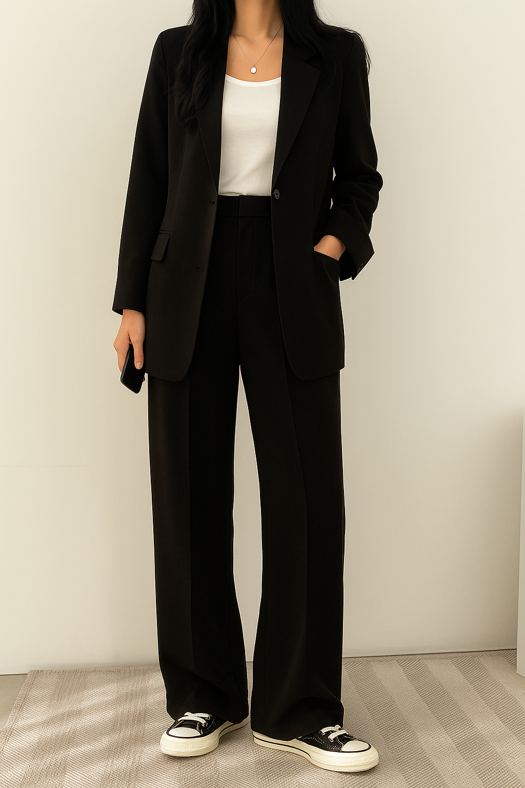 Women's Two-Piece Suit Regular Fit Cotton Elastane Round Neck