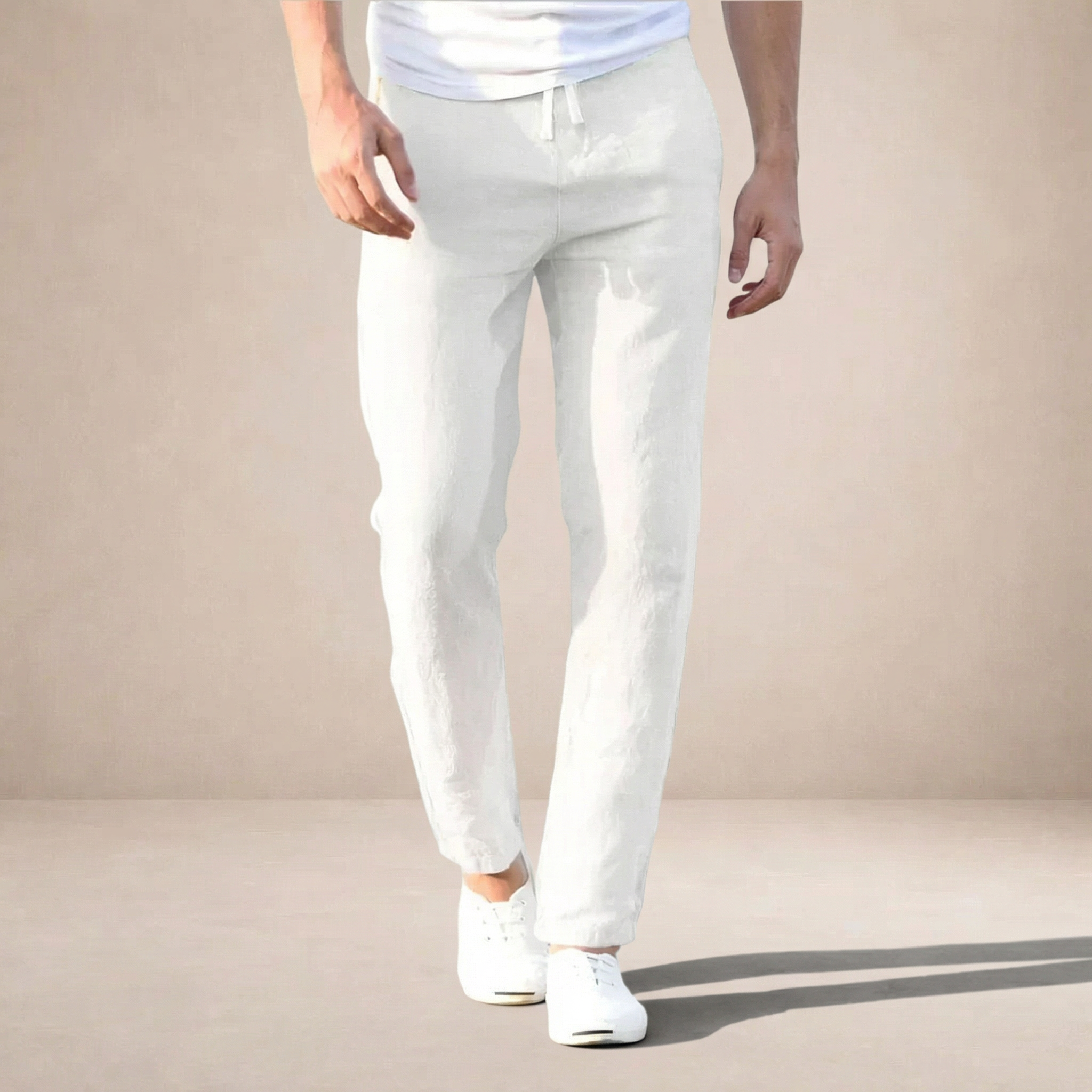 Men's Linen Summer Trousers Regular Fit Breathable fabric Elasticated waist