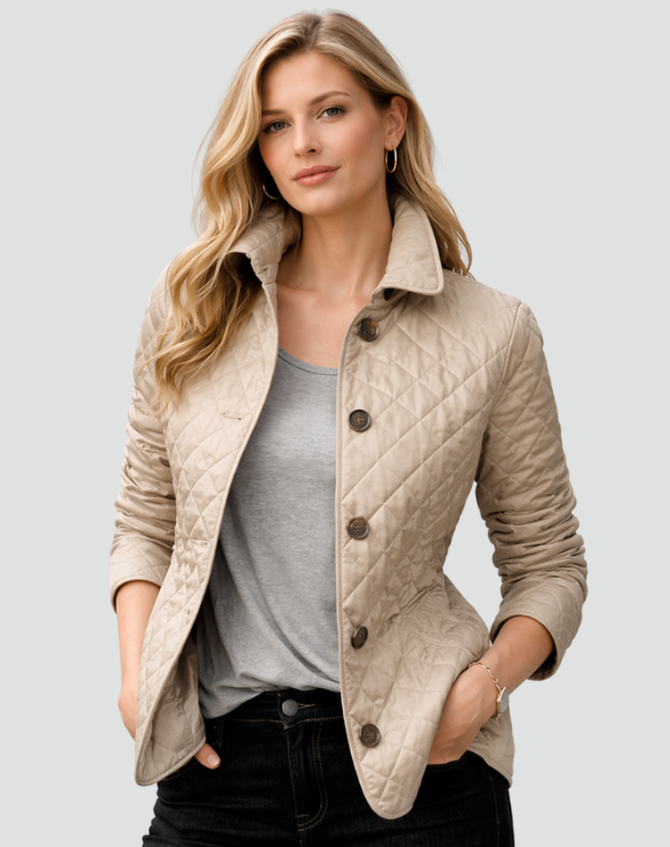 Mid-Season Jacket Ladies Regular Fit Quilted With Collar and Buttons
