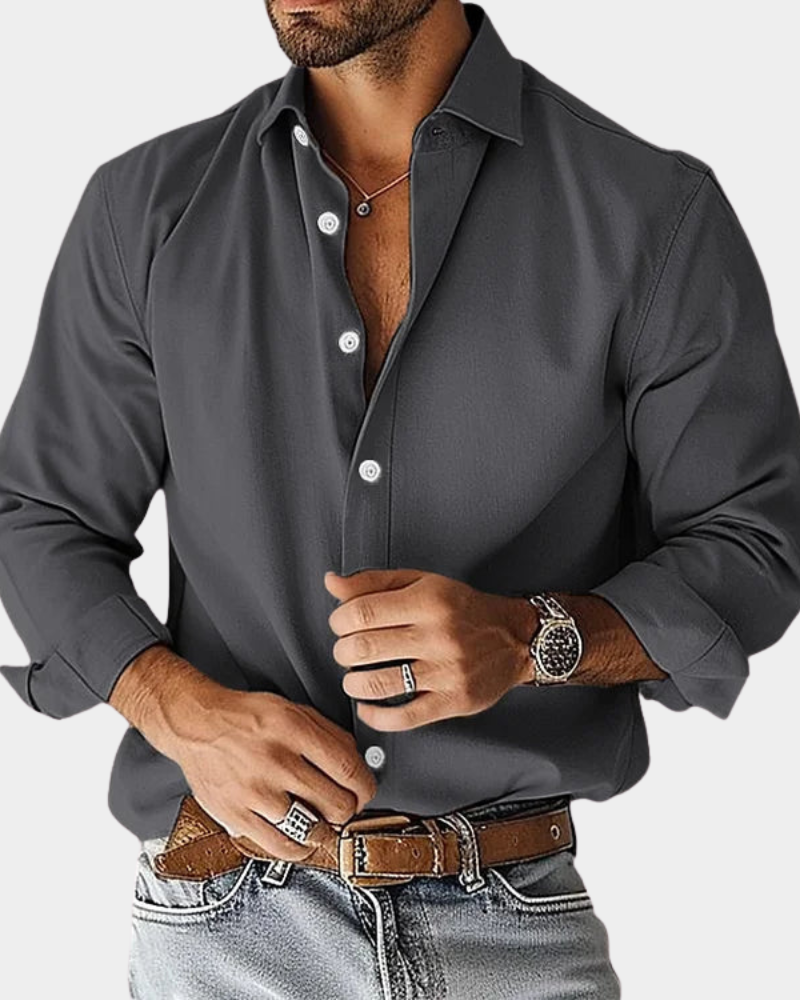 Men's Long Sleeve Button Down Collar Slim Fit Shirt