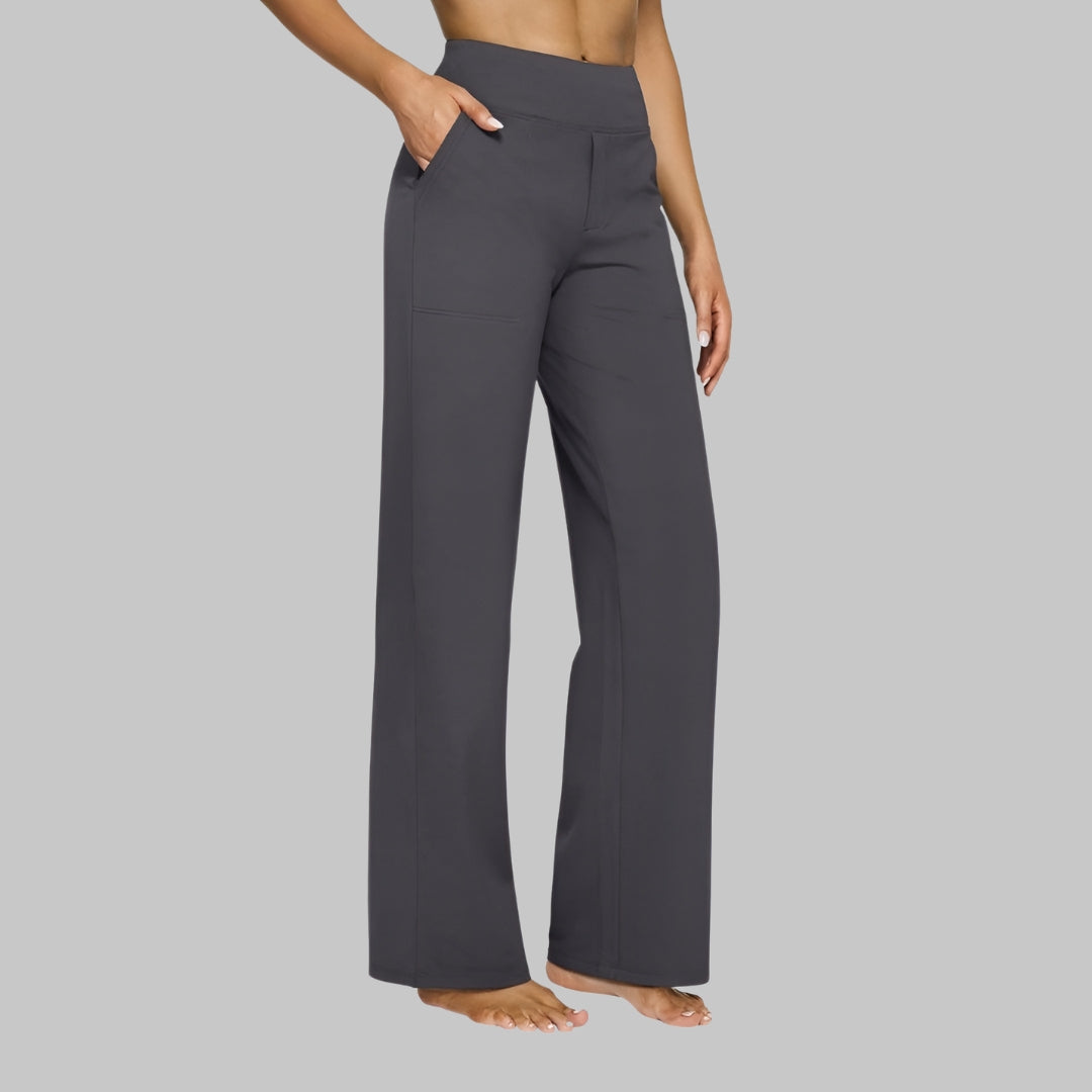 High-Waisted Women's Straight-Leg Trousers with Pockets