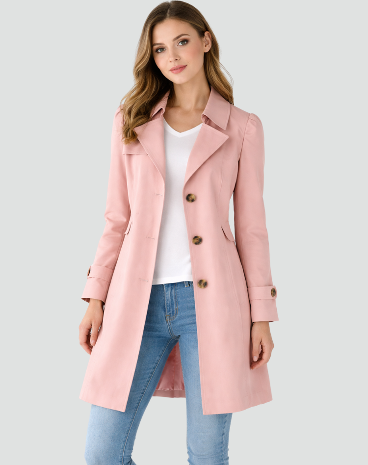 Women's Trench Coat Slim Fit Lightweight Classic Lapel Collar