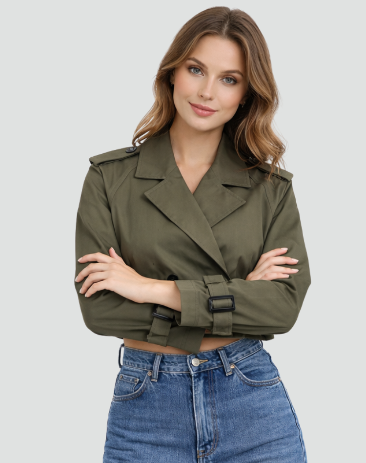 Women's Trench Coat Regular Fit Cotton Short Length
