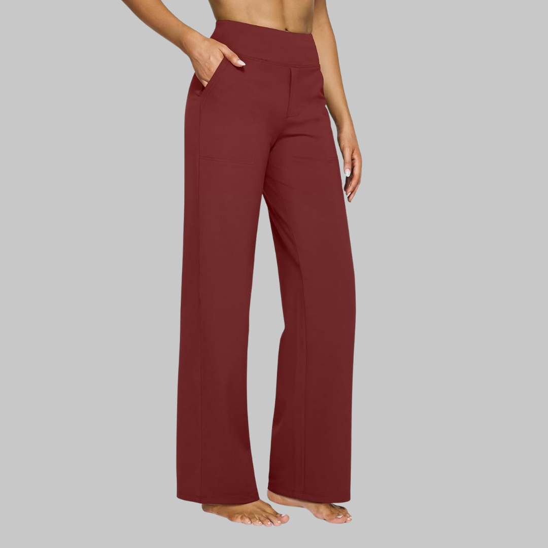 High-Waisted Women's Straight-Leg Trousers with Pockets