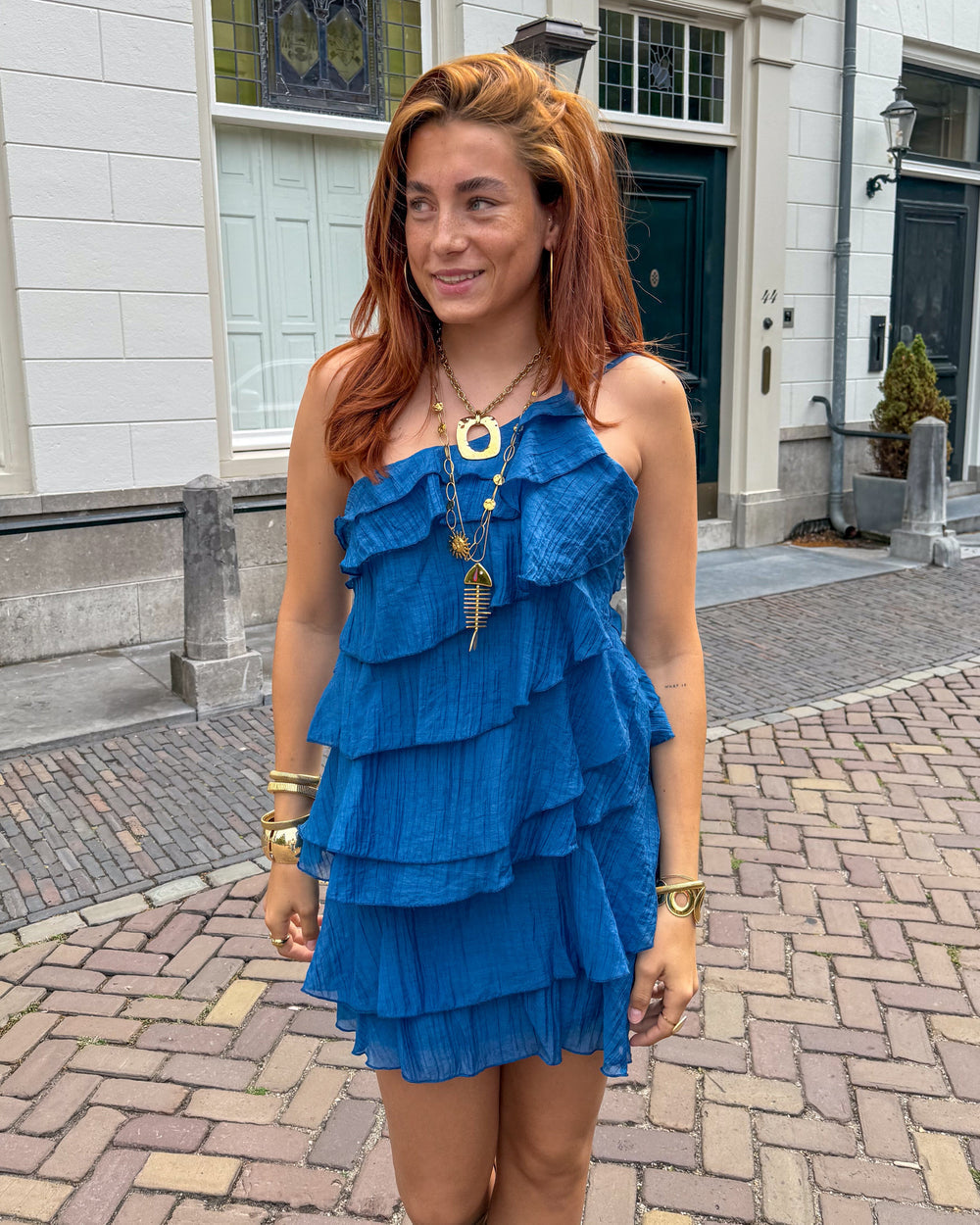 Women's Mini Dress Ruffles Asymmetric Shoulder Strap Casual Summer
