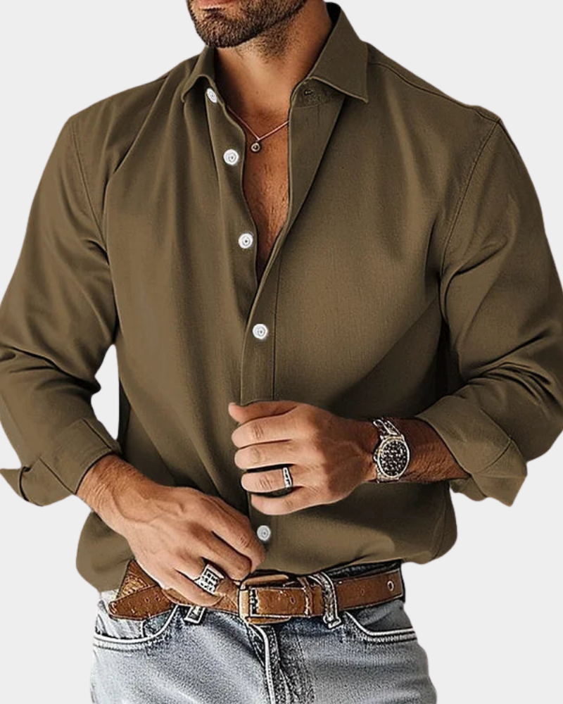 Men's Long Sleeve Button Down Collar Slim Fit Shirt