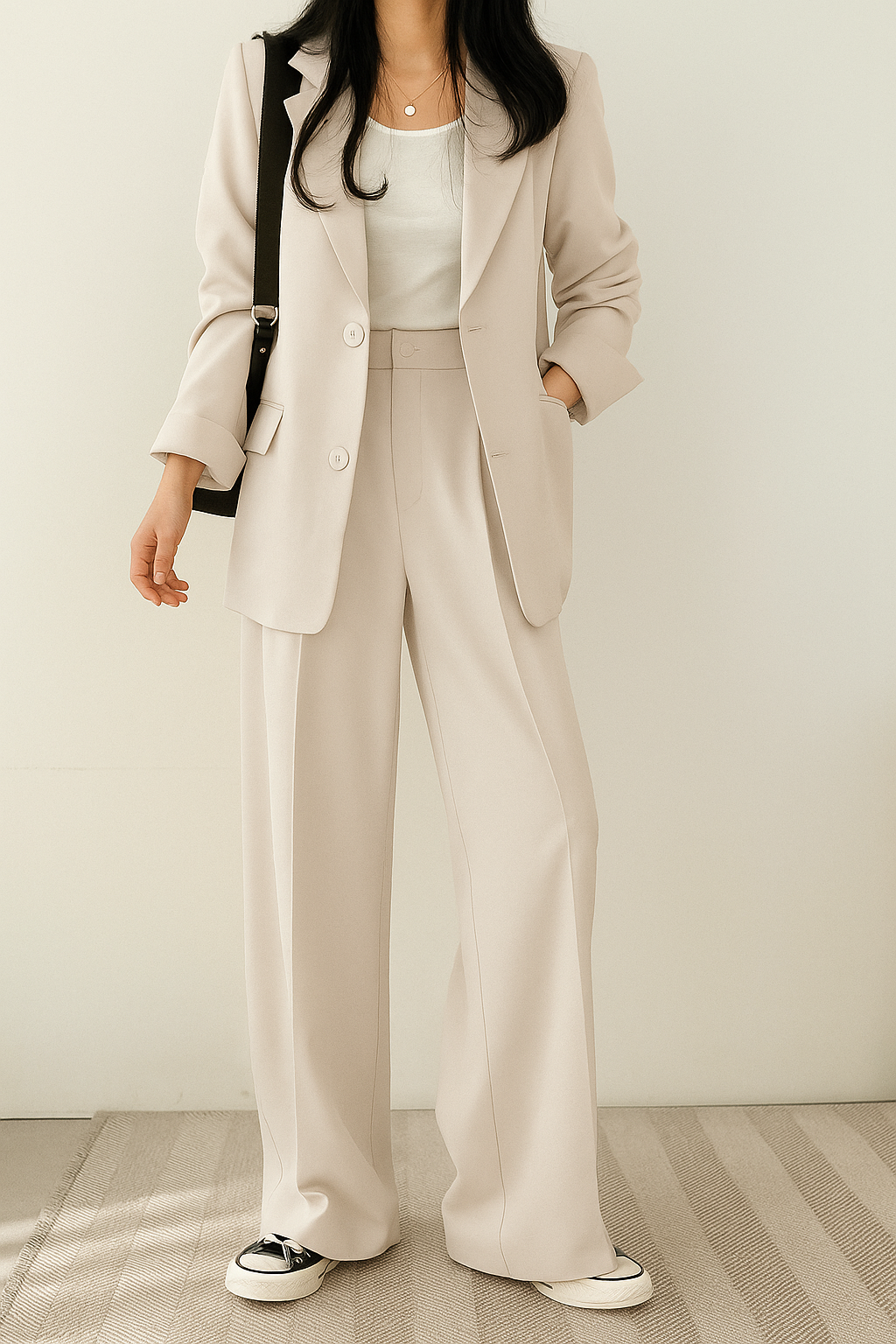 Women's Two-Piece Suit Regular Fit Cotton Elastane Round Neck