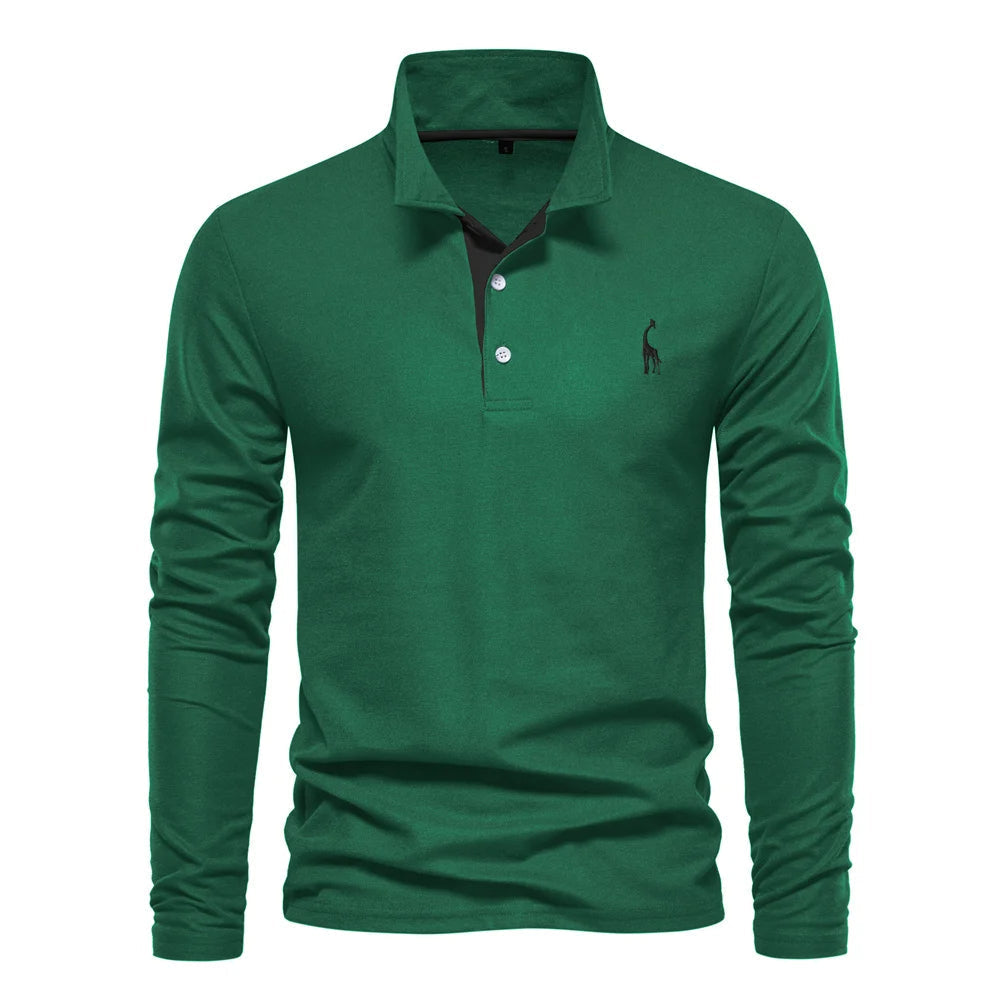 Men's Button-Neck Casual Polo Shirt