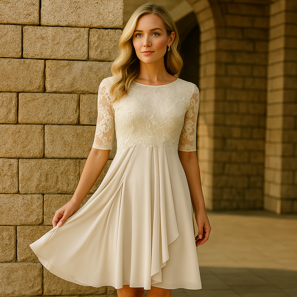 Elegant Dress With Half Sleeves For Evening Parties