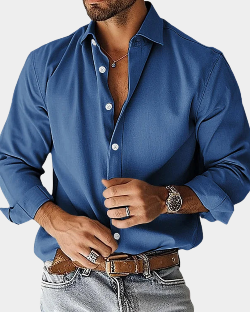 Men's Long Sleeve Button Down Collar Slim Fit Shirt