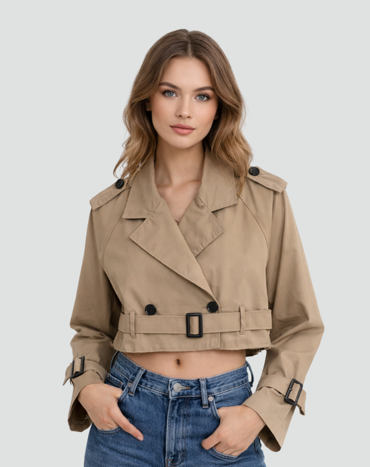 Women's Trench Coat Regular Fit Cotton Short Length