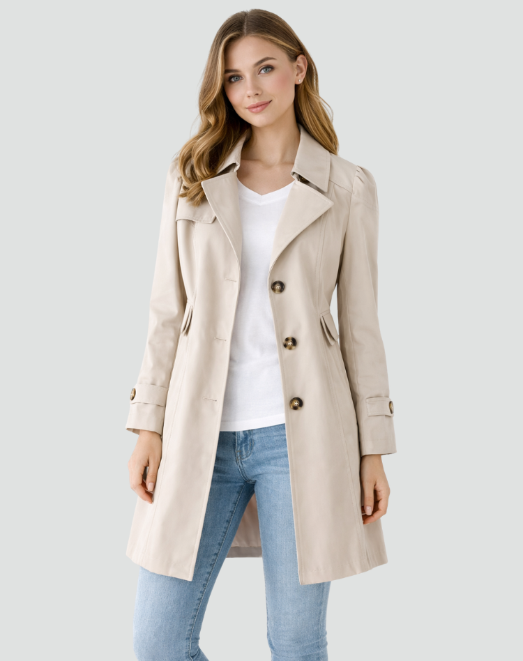 Women's Trench Coat Slim Fit Lightweight Classic Lapel Collar