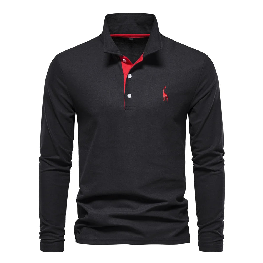 Men's Button-Neck Casual Polo Shirt