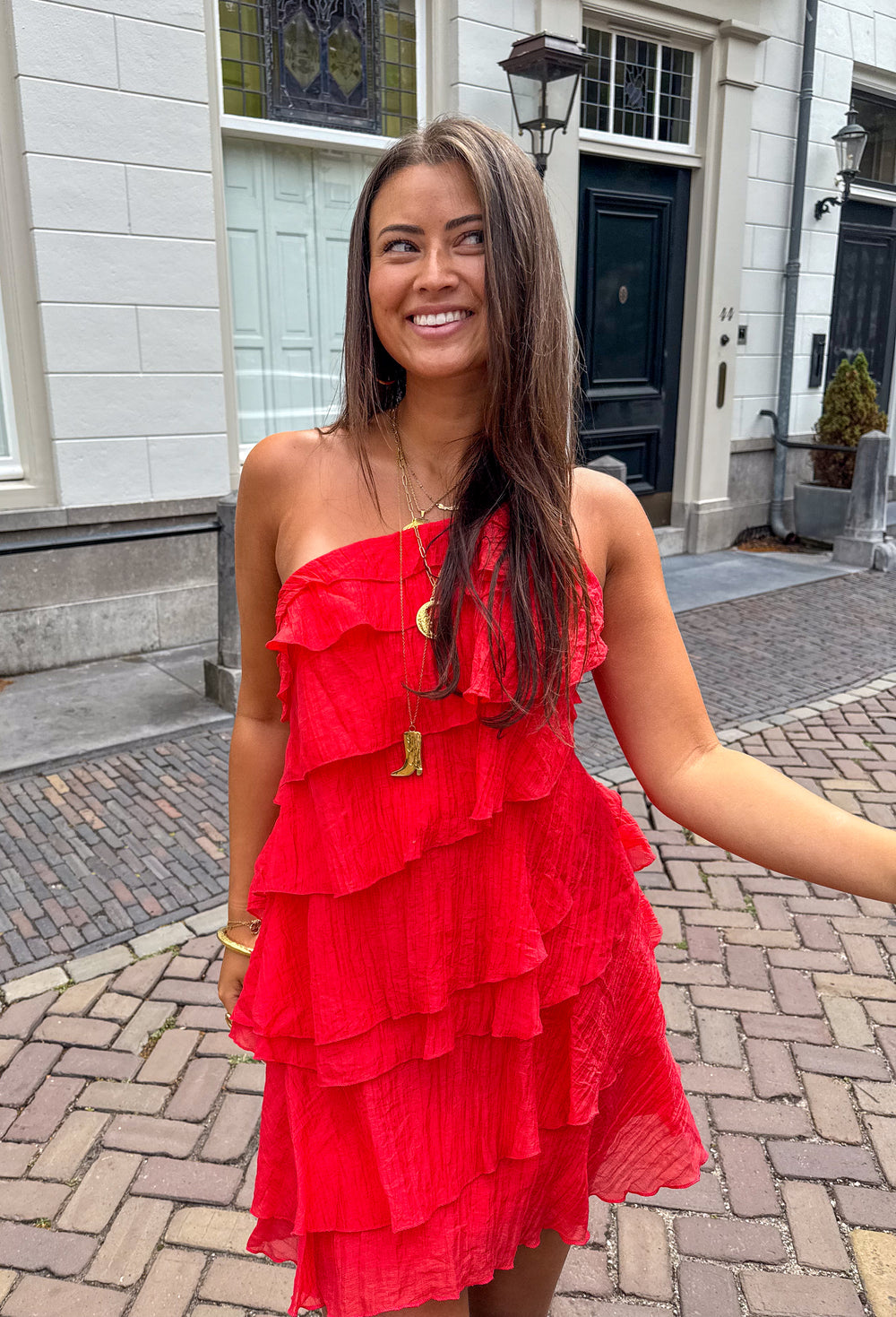Women's Mini Dress Ruffles Asymmetric Shoulder Strap Casual Summer