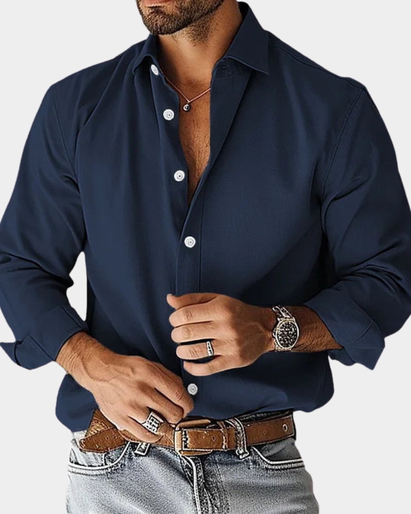 Men's Long Sleeve Button Down Collar Slim Fit Shirt