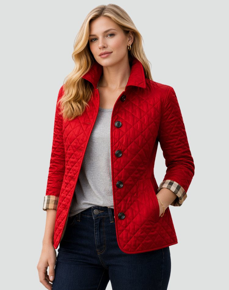 Mid-Season Jacket Ladies Regular Fit Quilted With Collar and Buttons