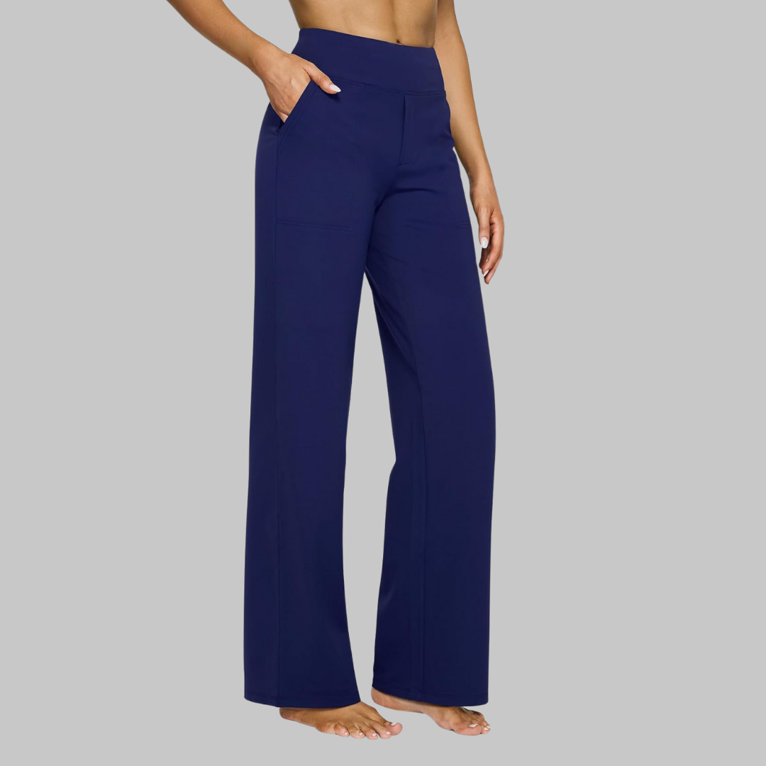High-Waisted Women's Straight-Leg Trousers with Pockets