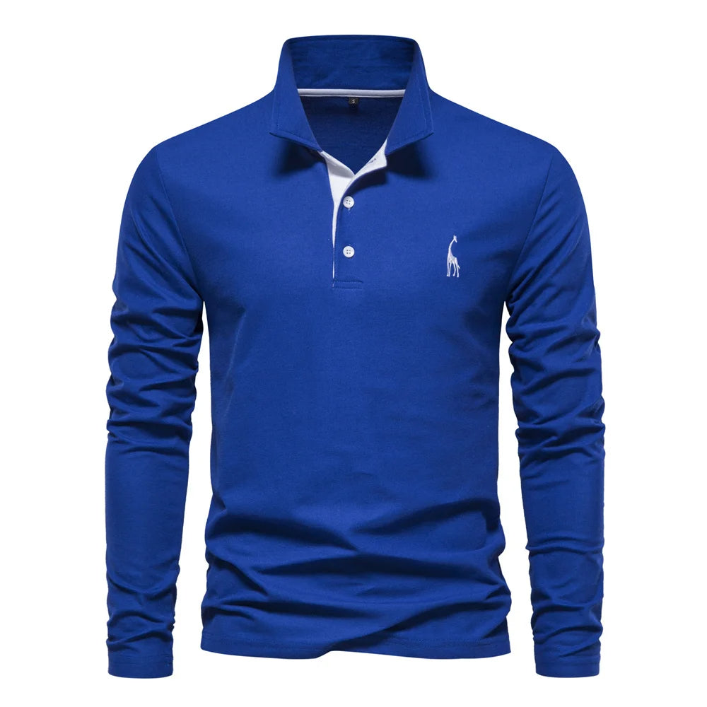 Men's Button-Neck Casual Polo Shirt