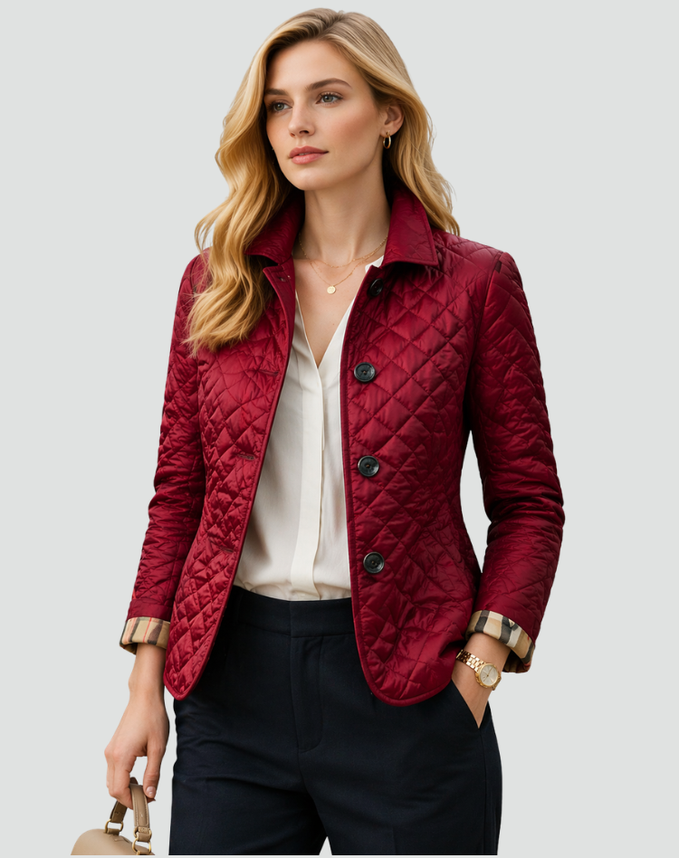 Mid-Season Jacket Ladies Regular Fit Quilted With Collar and Buttons