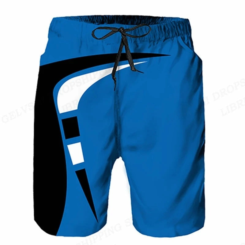Men's Summer Swim Trunks With Drawstring And Graphic Design