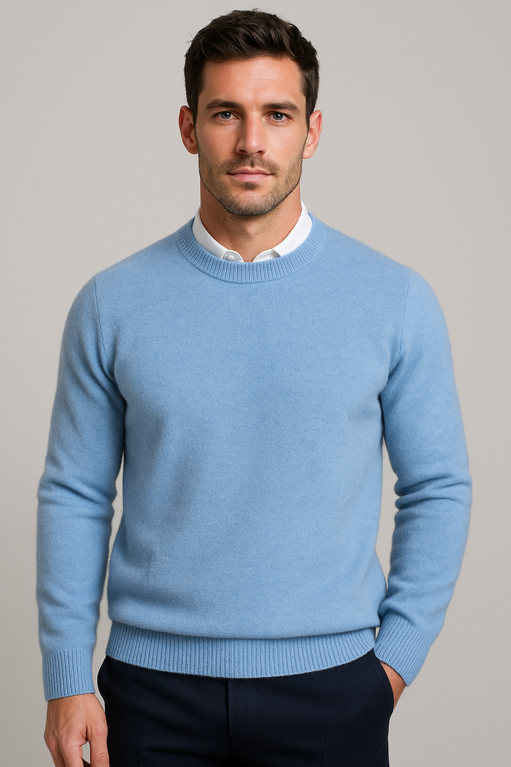 Classic Knitted Men's Round Neck Sweater