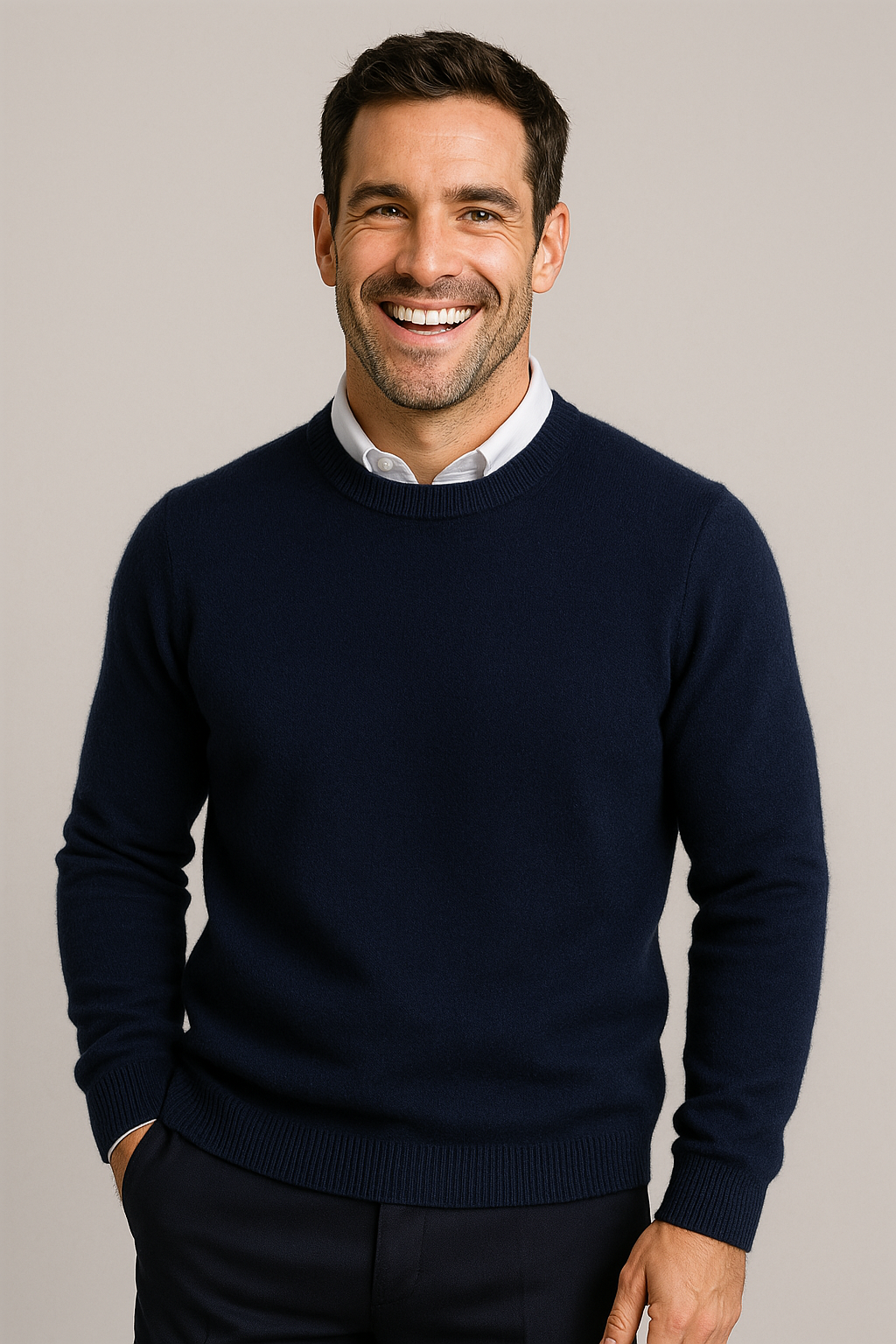 Classic Knitted Men's Round Neck Sweater