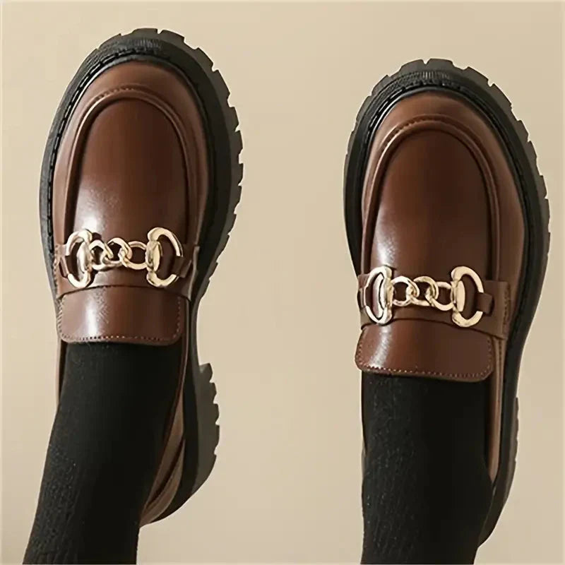 Women's Loafers With Chunky Sole And Chain Detail Comfort