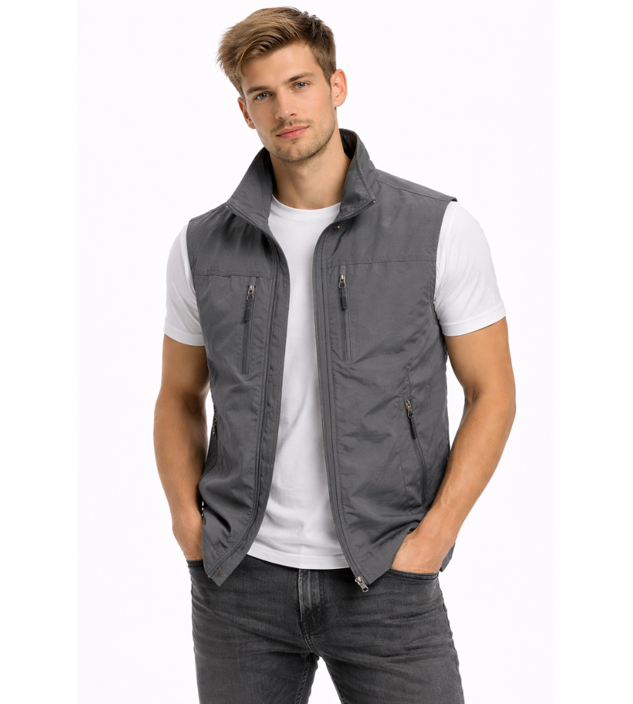 Men's Bodywarmer Zipper Stand-up Collar Outdoor Vest
