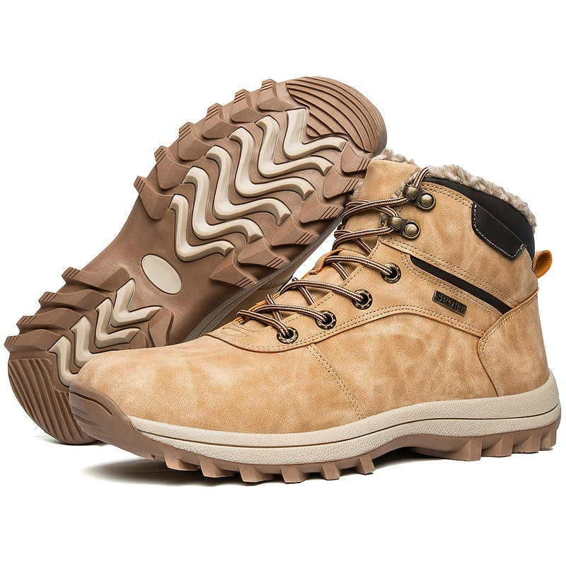 Men's walking shoes with warm lining and sturdy lace-up closure