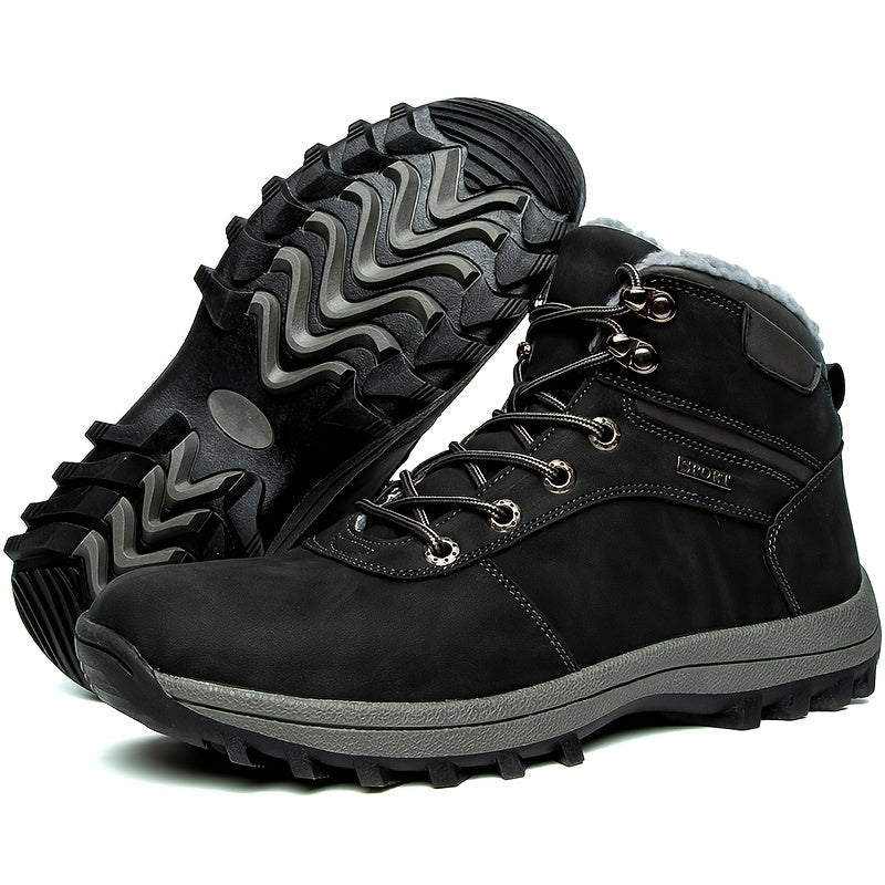 Men's walking shoes with warm lining and sturdy lace-up closure