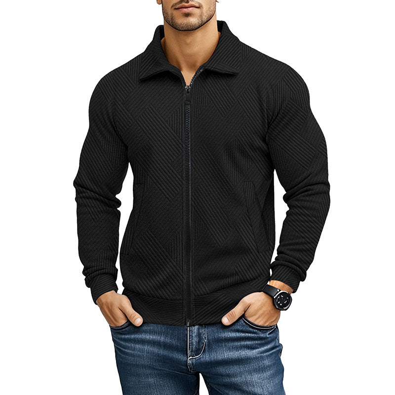 Comfortable Men's Vest with Ribbed Texture Pattern and Zipper