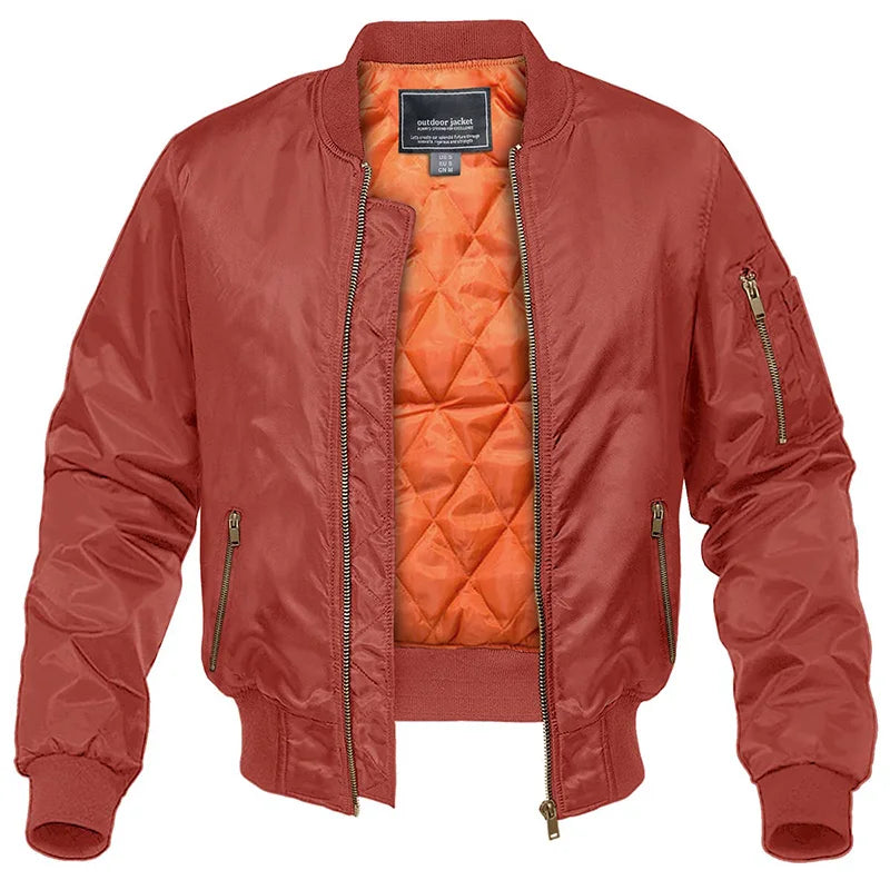 Men's Bomber Jacket With Quilted Lining And Practical Pockets