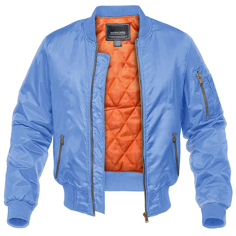 Men's Bomber Jacket With Quilted Lining And Practical Pockets