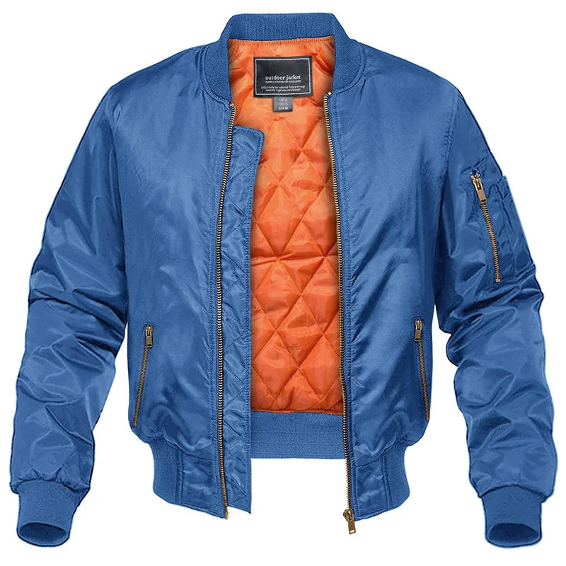 Men's Bomber Jacket With Quilted Lining And Practical Pockets