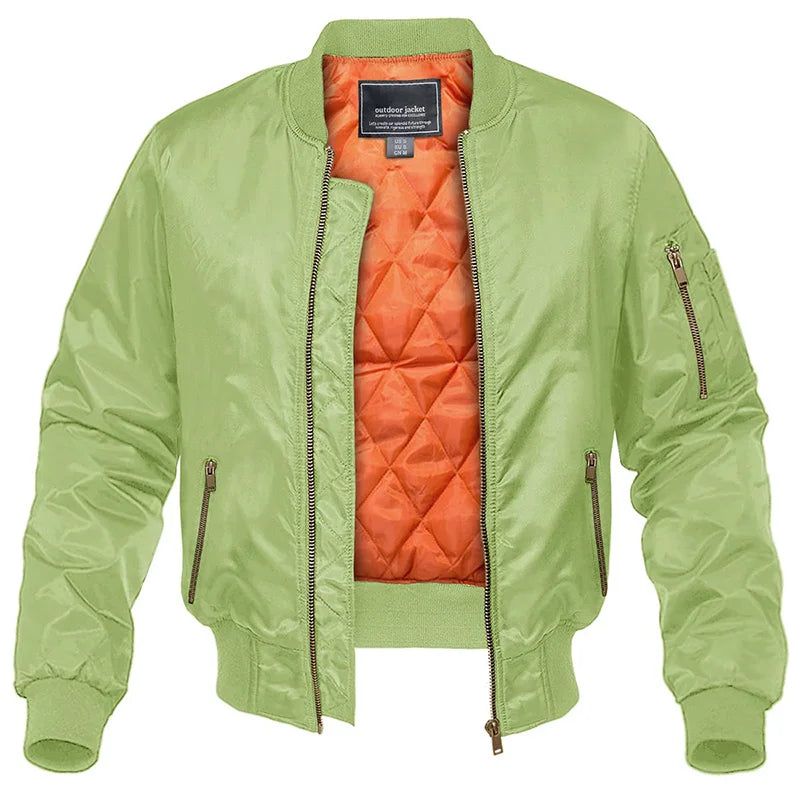 Men's Bomber Jacket With Quilted Lining And Practical Pockets
