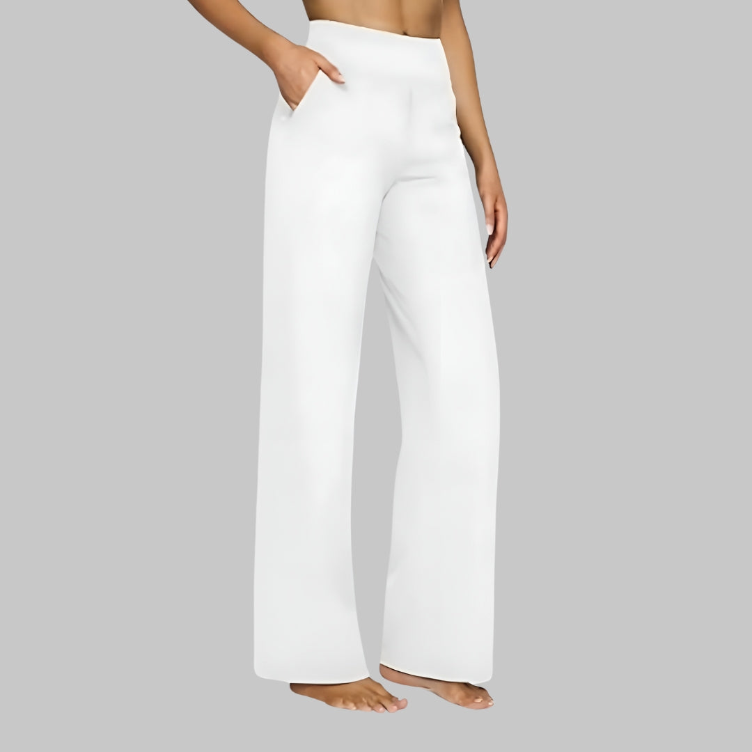 High-Waisted Women's Straight-Leg Trousers with Pockets