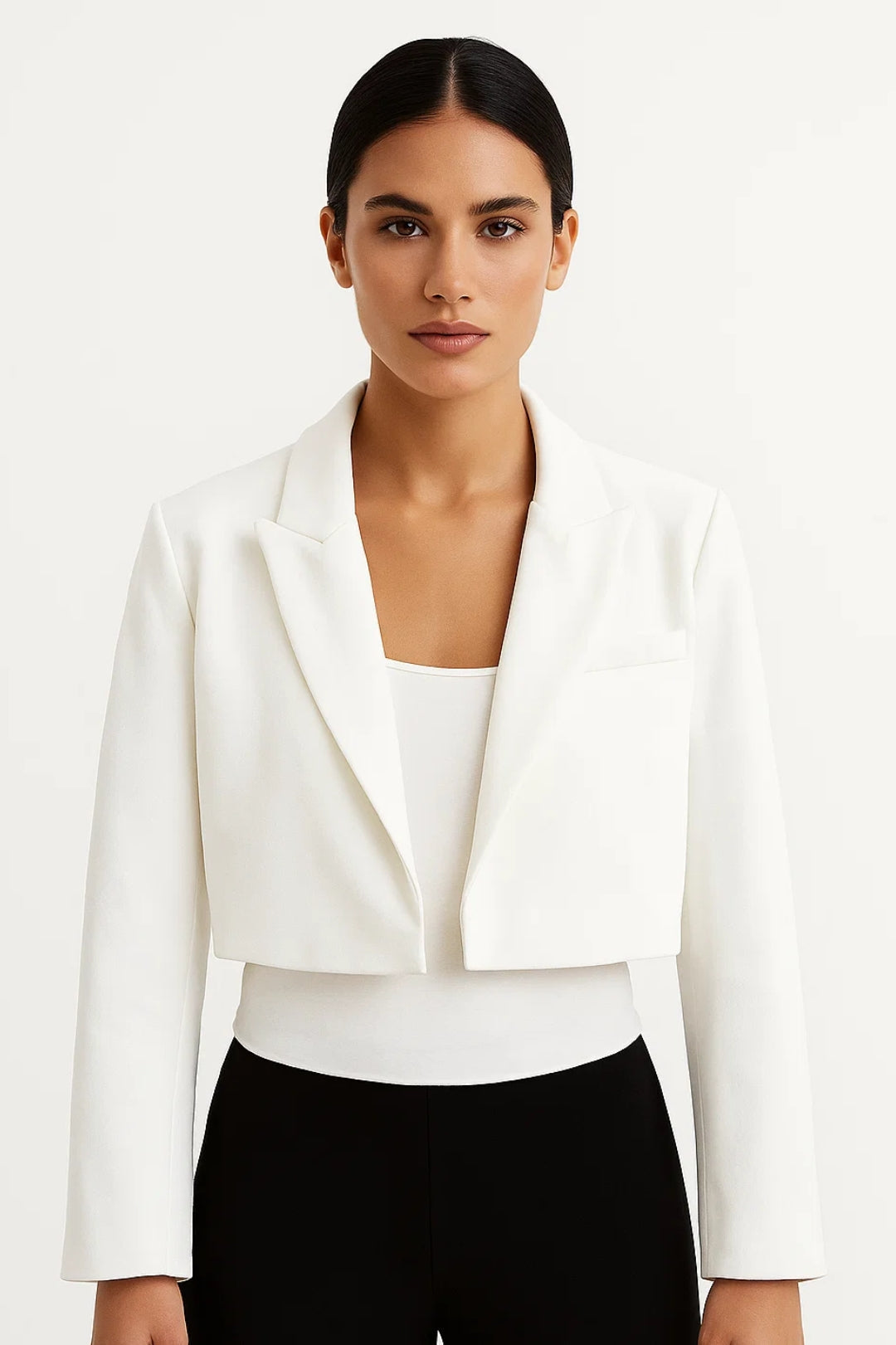 Women's Blazer Cropped Lapel Collar Tailored Casual Formal
