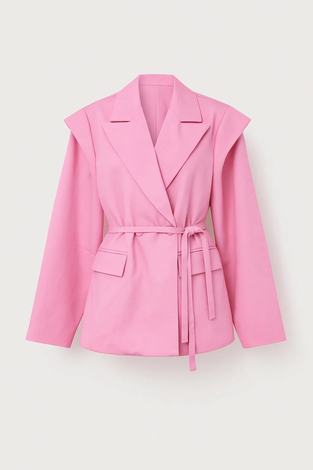 Women's Tailored Blazer Belt Lapel Collar Office