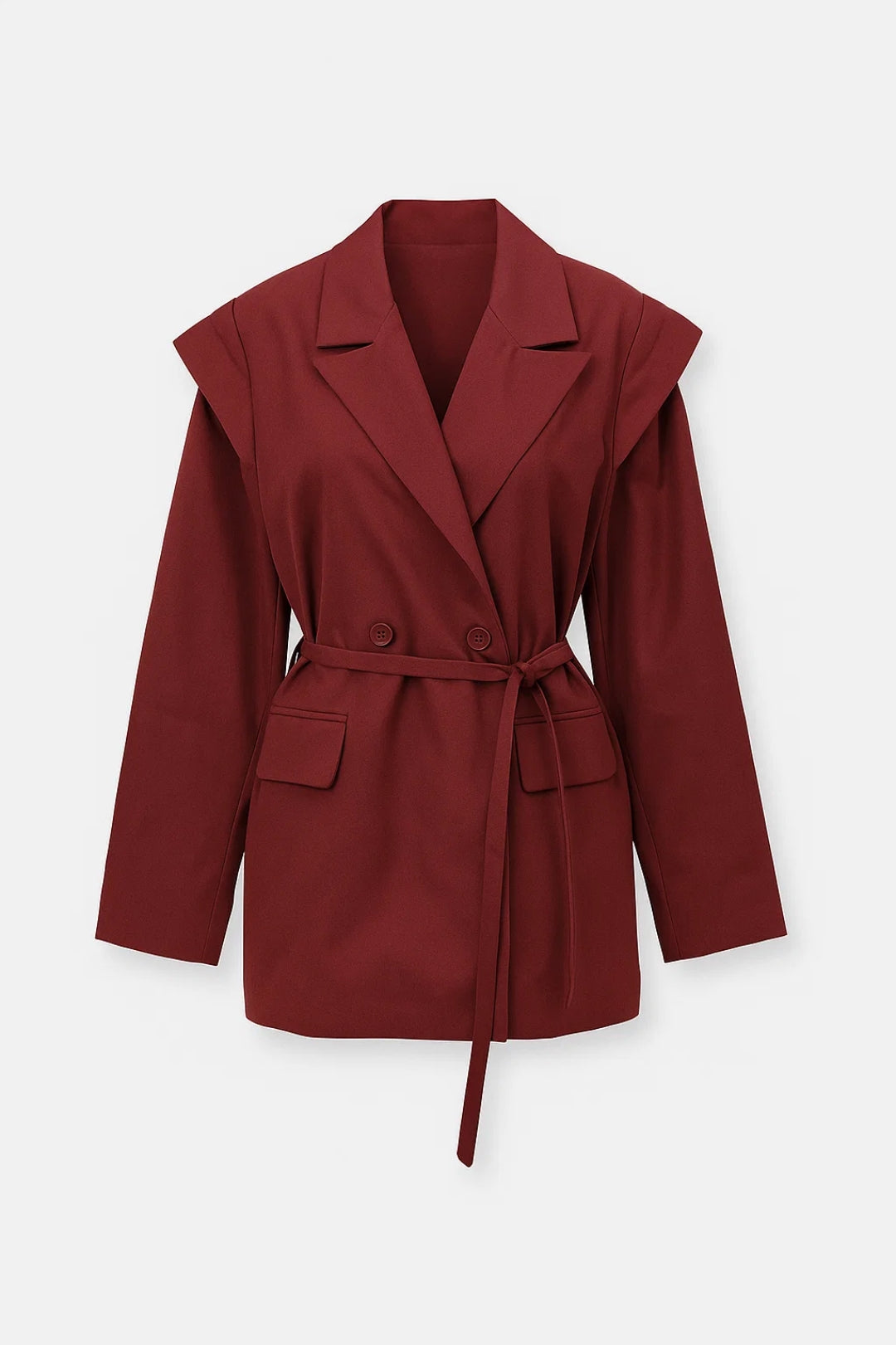 Women's Tailored Blazer Belt Lapel Collar Office