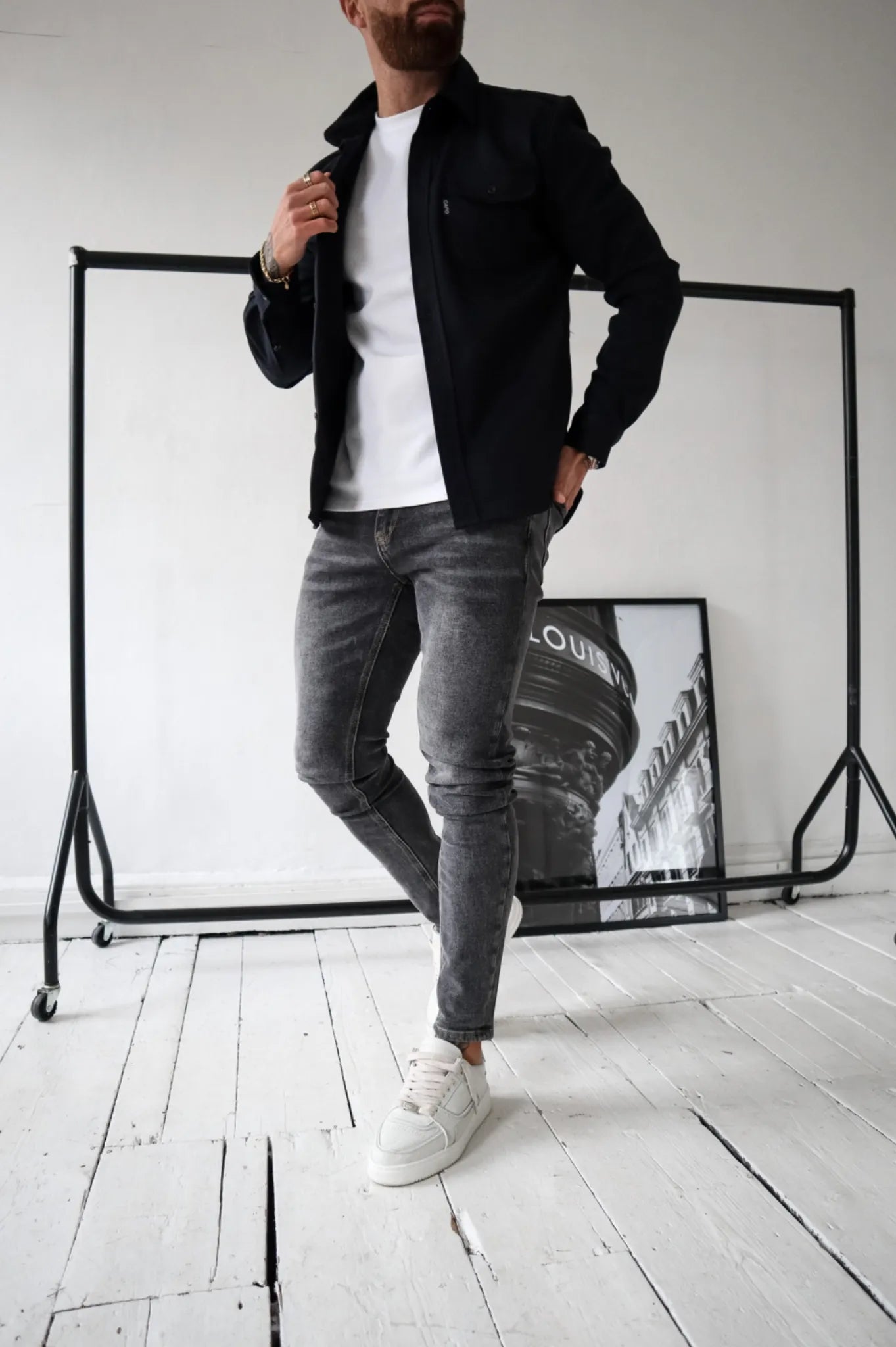 Men Overshirt Jacket Chest Pockets Spring Autumn Casual Lightweight