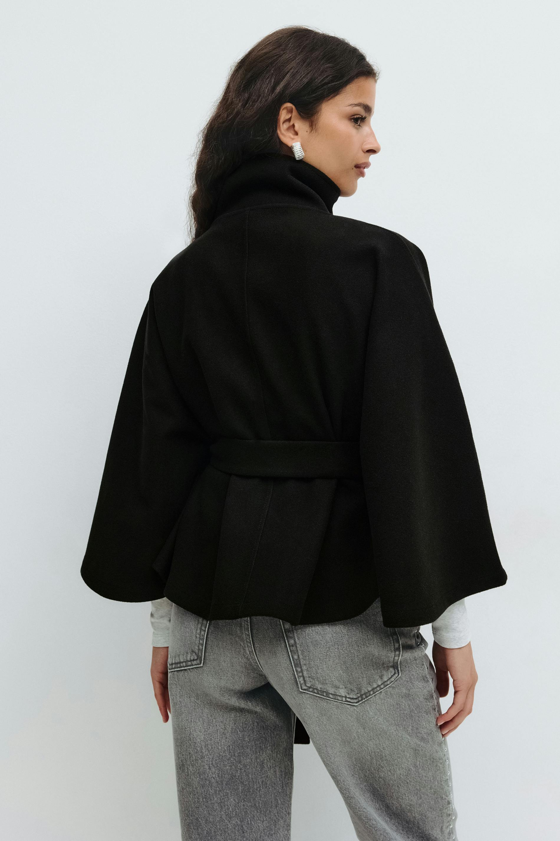 Cape Ladies Regular Fit High Collar Tie Belt Winter