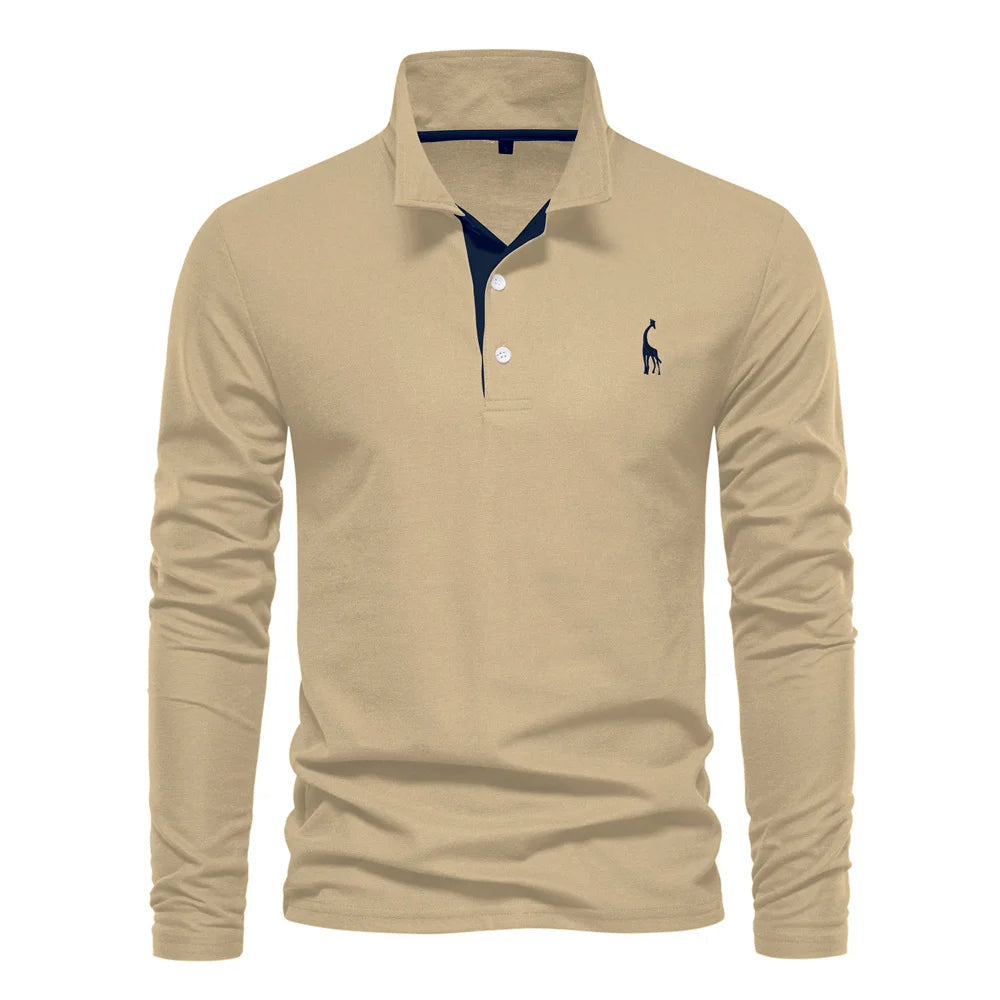 Men's Button-Neck Casual Polo Shirt