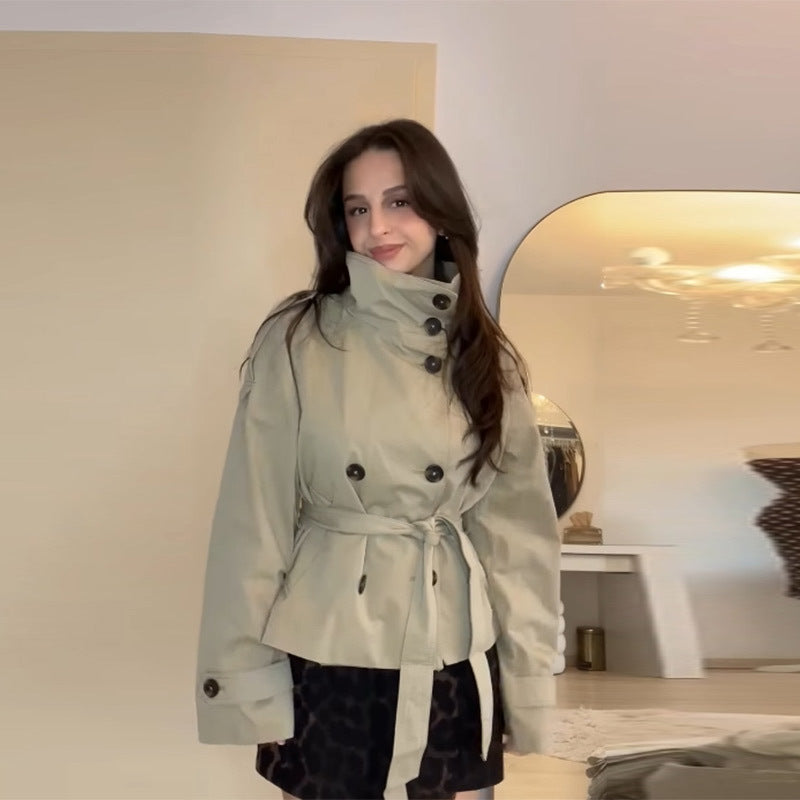 Women's Trench Coat Fitted Stylish Collar Casual Spring Autumn