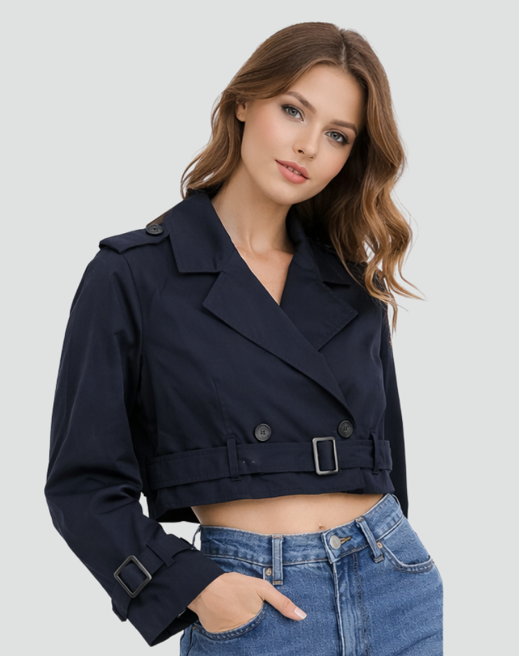 Women's Trench Coat Regular Fit Cotton Short Length