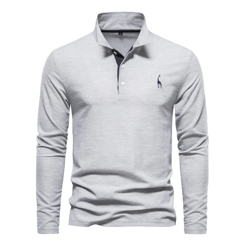 Men's Button-Neck Casual Polo Shirt