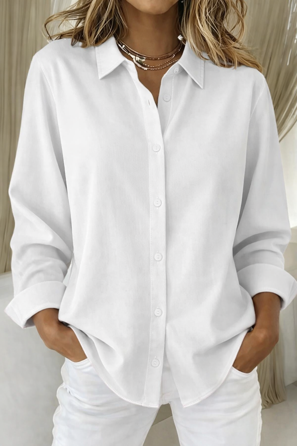 Women's Loose Fit Button Down Casual Summer Blouse