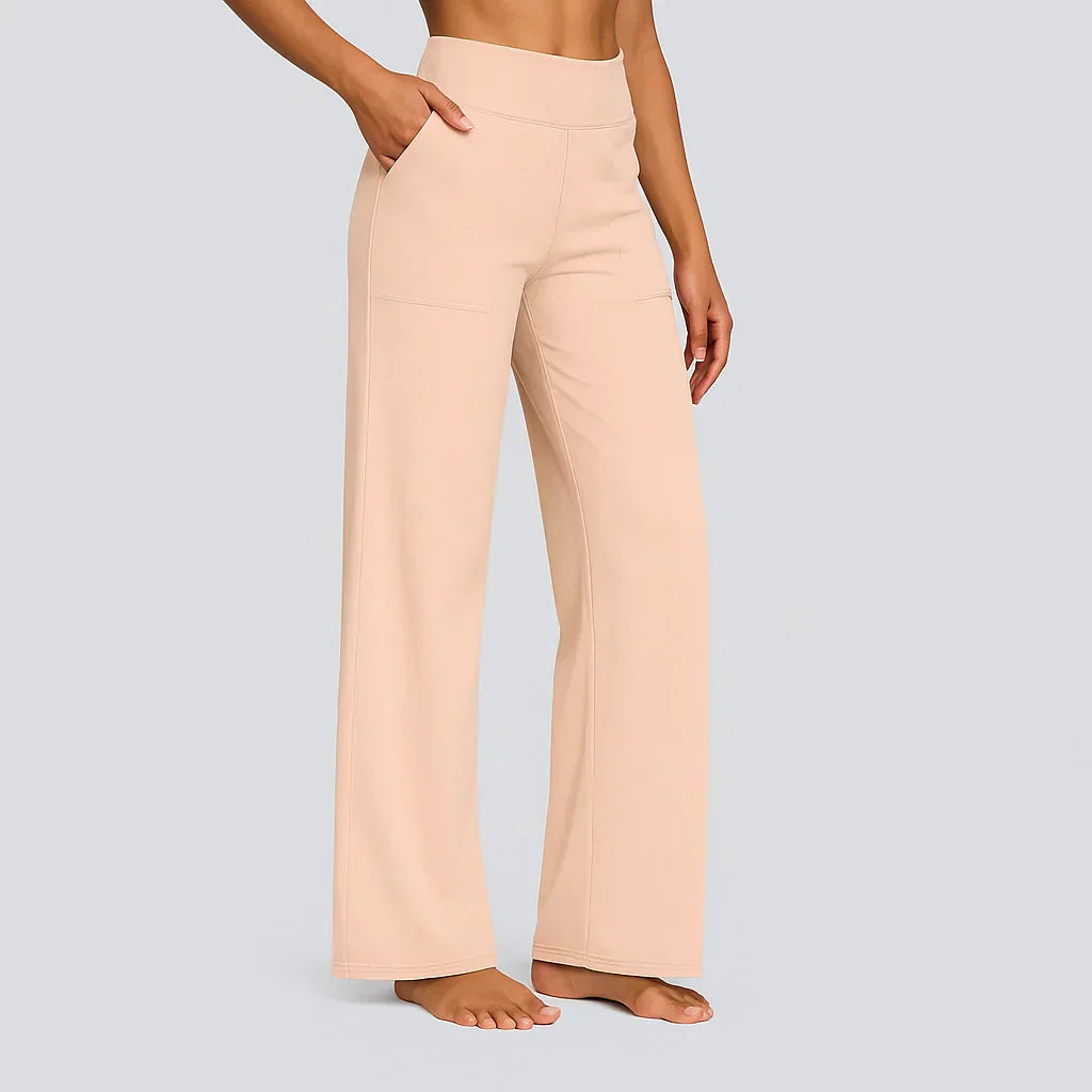 High-Waisted Women's Straight-Leg Trousers with Pockets