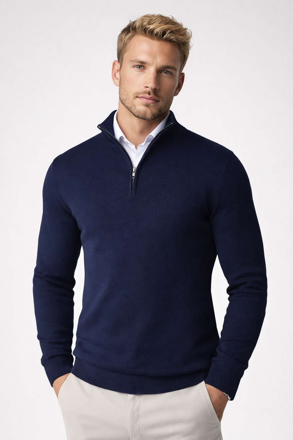 Men's Half-Zip High-Neck Turtleneck Winter
