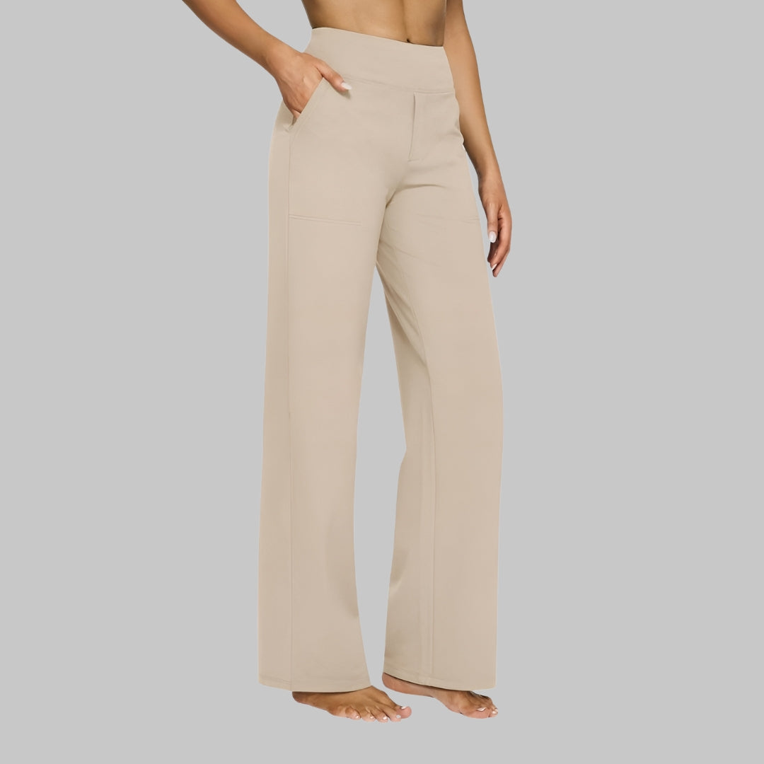 High-Waisted Women's Straight-Leg Trousers with Pockets