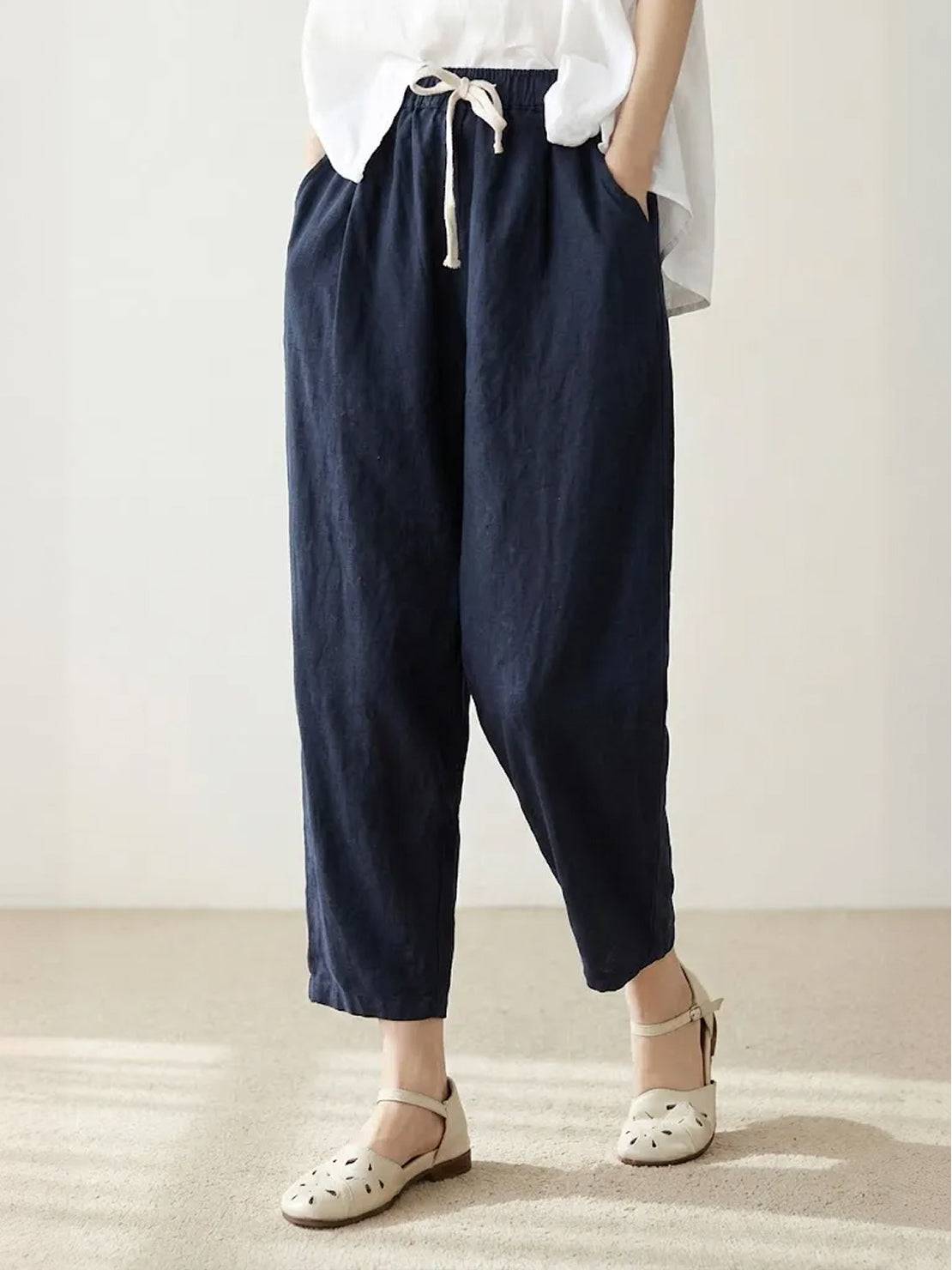 Women's Slim Fit Drawstring Waist Casual Summer Trousers